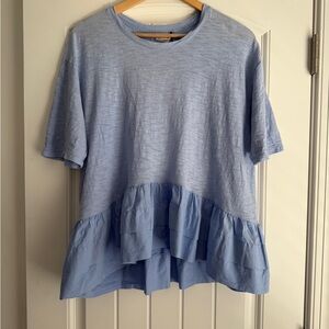 Akemi+Kin Light Blue Ruffled Top